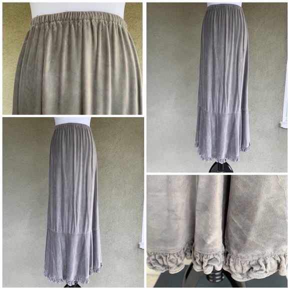 CP Shades Gray Velvet Velour Maxi Skirt Small - Picture 2 of 8